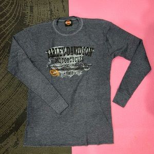 🏍 🦅 Harley Davidson Thermal Waffle Shirt Mass. 🏍 🦅